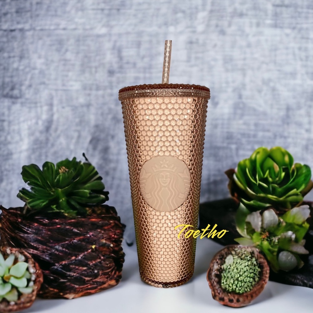 Starbucks Korea 2021 Pale Rose Gold Studded 24oz Tumbler